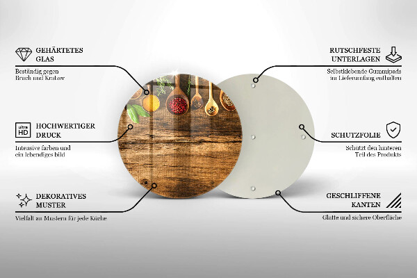 Kuchynská doska zo skla Drevené lyžice korenia