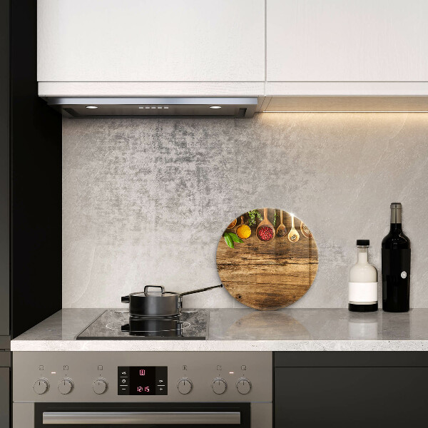 Kuchynská doska zo skla Drevené lyžice korenia