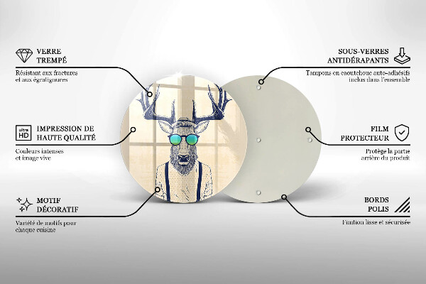 Kuchynská doska zo skla Jeleň muž ilustrácie