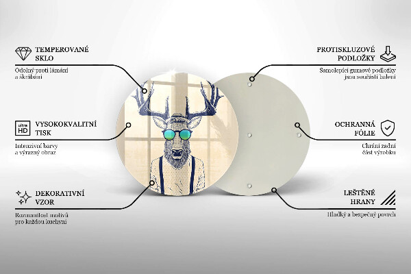Kuchynská doska zo skla Jeleň muž ilustrácie