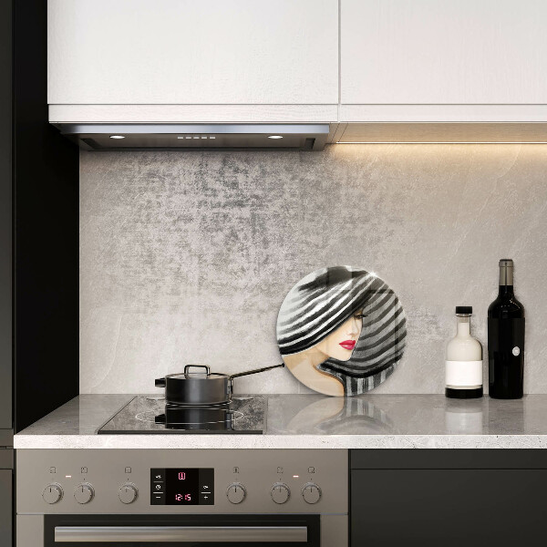 Kuchynská doska zo skla Žena v klobúku