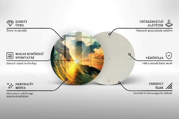 Kuchynská doska zo skla Vlna a západ slnka