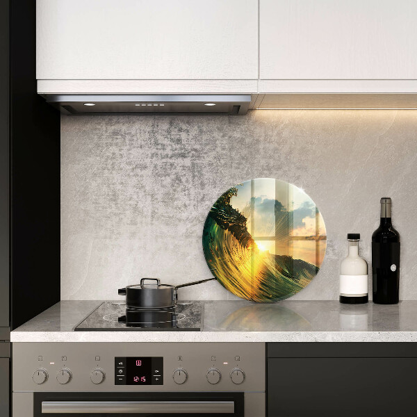 Kuchynská doska zo skla Vlna a západ slnka