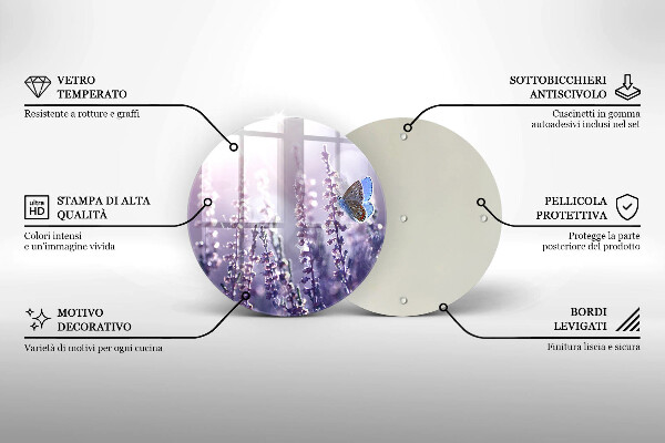 Kuchynská doska zo skla Poľné kvety a motýľ