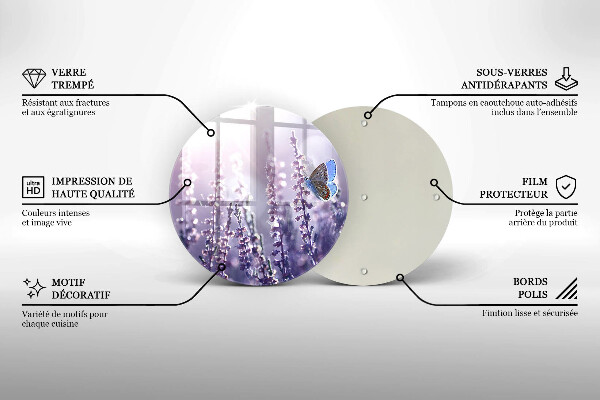 Kuchynská doska zo skla Poľné kvety a motýľ