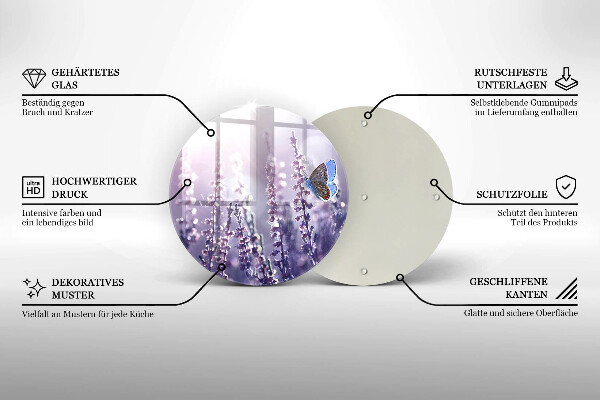Kuchynská doska zo skla Poľné kvety a motýľ