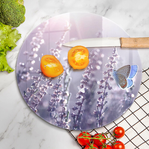 Kuchynská doska zo skla Poľné kvety a motýľ