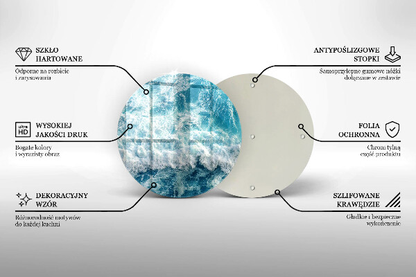 Kuchynská doska veľká zo skla Vlny morskej vody
