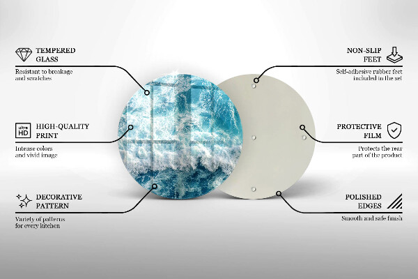 Kuchynská doska veľká zo skla Vlny morskej vody