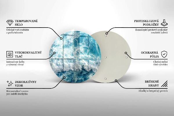 Kuchynská doska veľká zo skla Vlny morskej vody