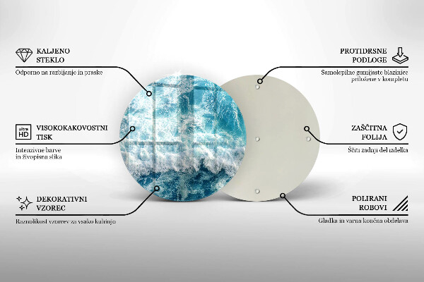 Kuchynská doska veľká zo skla Vlny morskej vody