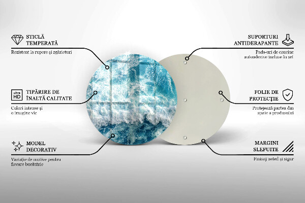 Kuchynská doska veľká zo skla Vlny morskej vody