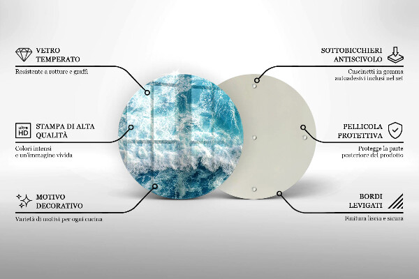 Kuchynská doska veľká zo skla Vlny morskej vody