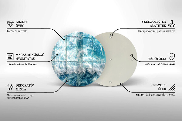 Kuchynská doska veľká zo skla Vlny morskej vody