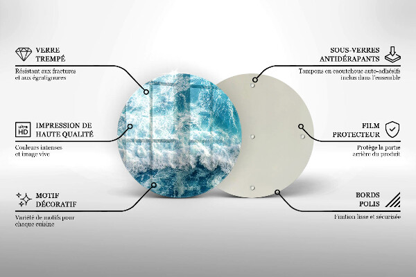 Kuchynská doska veľká zo skla Vlny morskej vody