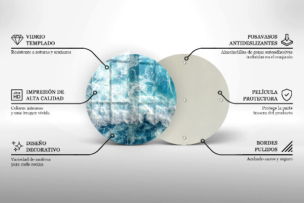 Kuchynská doska veľká zo skla Vlny morskej vody