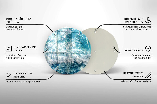 Kuchynská doska veľká zo skla Vlny morskej vody