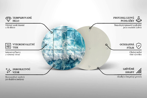 Kuchynská doska veľká zo skla Vlny morskej vody