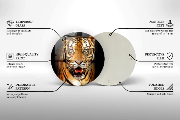 Kuchynská doska veľká zo skla Divoké zviera tiger