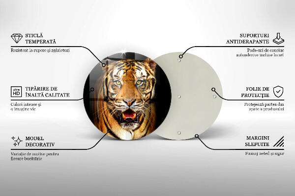 Kuchynská doska veľká zo skla Divoké zviera tiger