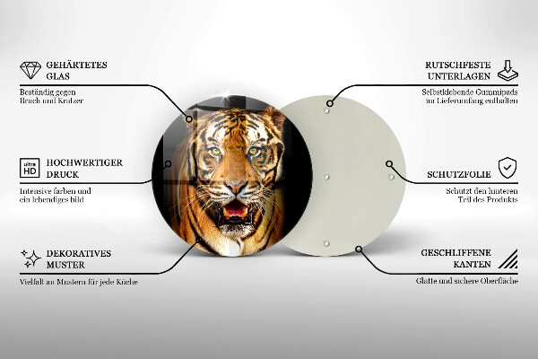 Kuchynská doska veľká zo skla Divoké zviera tiger