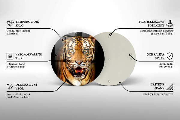 Kuchynská doska veľká zo skla Divoké zviera tiger