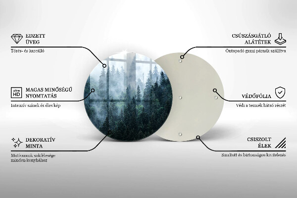 Kuchynská doska veľká zo skla Lesné stromy a hmla
