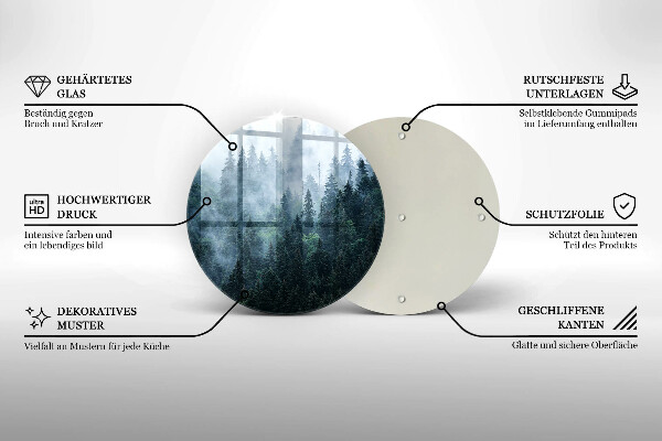 Kuchynská doska veľká zo skla Lesné stromy a hmla