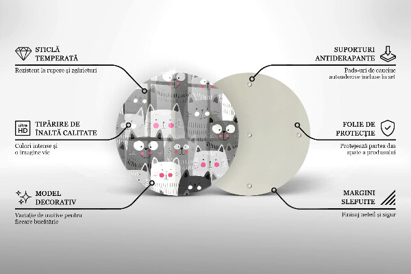 Kuchynská doska veľká zo skla Ilustrácie mačky