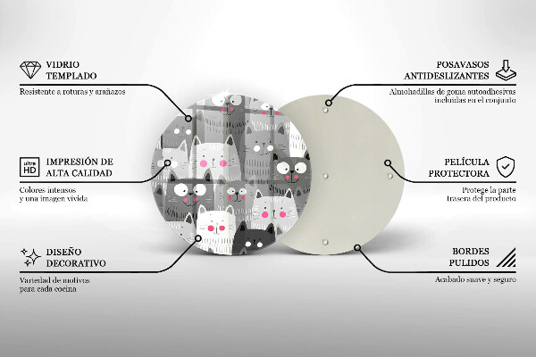 Kuchynská doska veľká zo skla Ilustrácie mačky