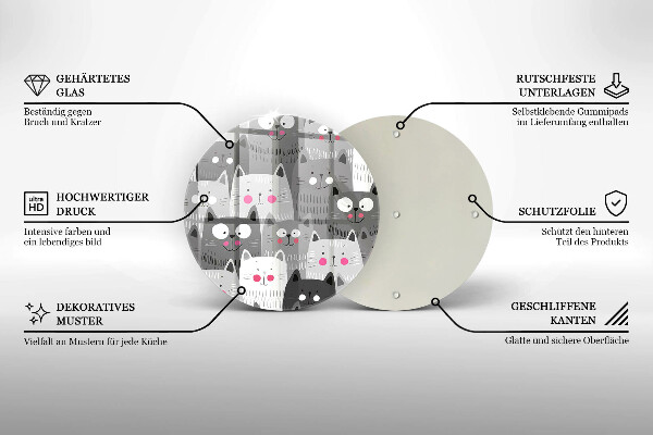 Kuchynská doska veľká zo skla Ilustrácie mačky