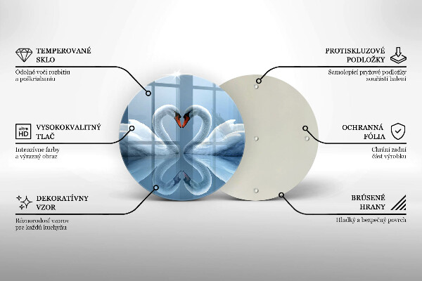 Kuchynská doska zo skla Dve labutie srdcia