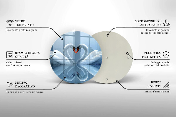 Kuchynská doska zo skla Dve labutie srdcia
