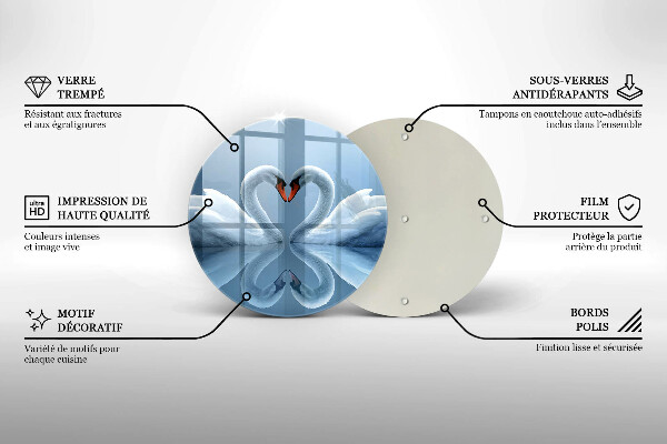Kuchynská doska zo skla Dve labutie srdcia