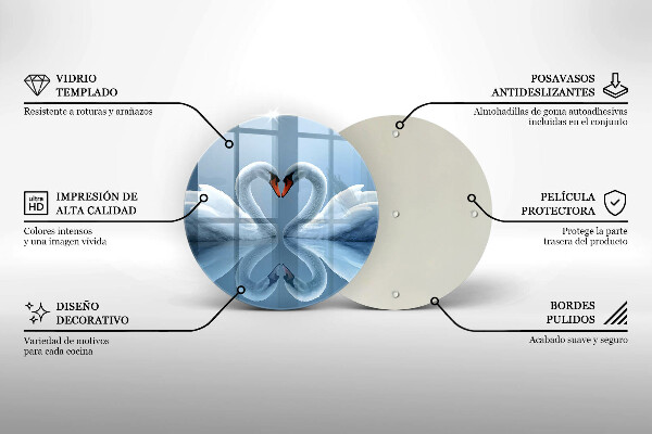 Kuchynská doska zo skla Dve labutie srdcia
