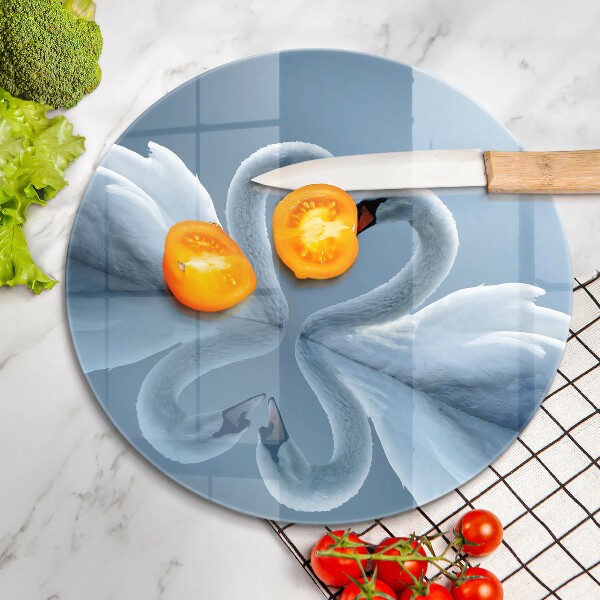 Kuchynská doska zo skla Dve labutie srdcia