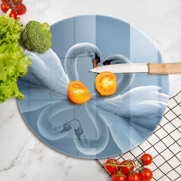 Kuchynská doska zo skla Dve labutie srdcia