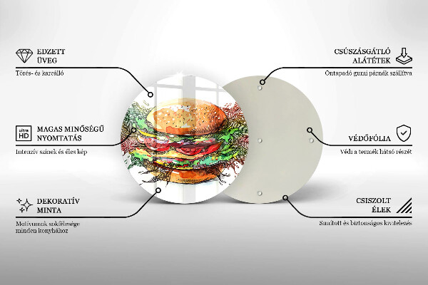 Kuchynská doska zo skla Kresba hamburgera