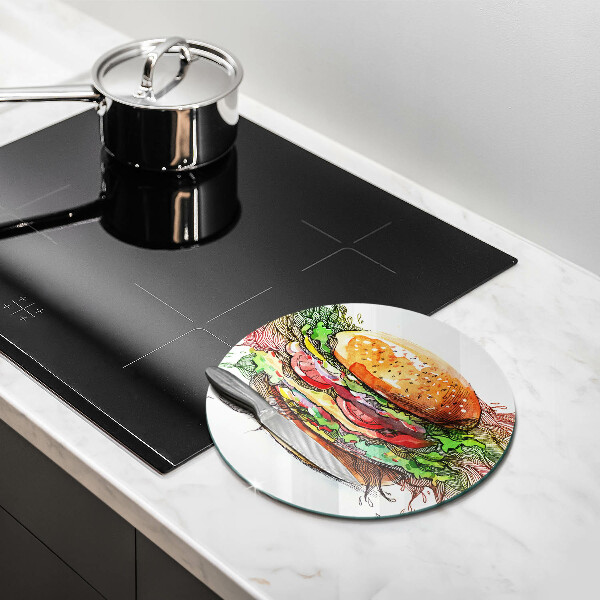 Kuchynská doska zo skla Kresba hamburgera