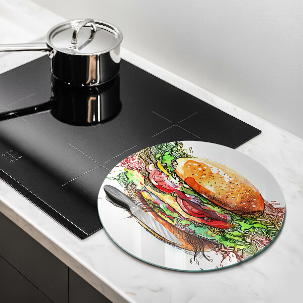 Kuchynská doska zo skla Kresba hamburgera