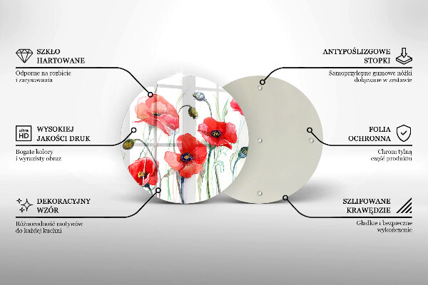 Kuchynská doska zo skla Červené kvety maku