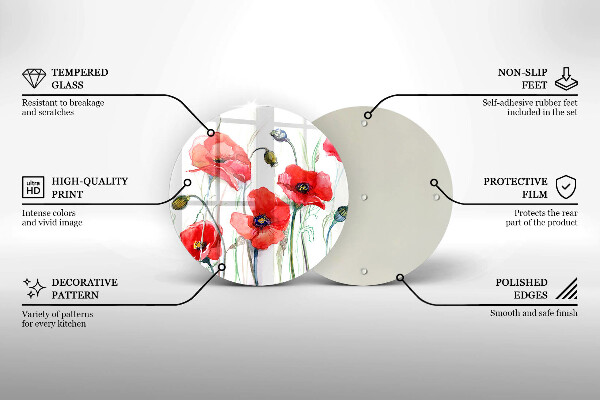 Kuchynská doska zo skla Červené kvety maku