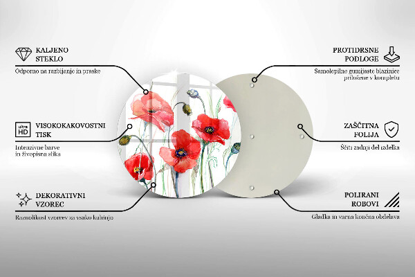 Kuchynská doska zo skla Červené kvety maku