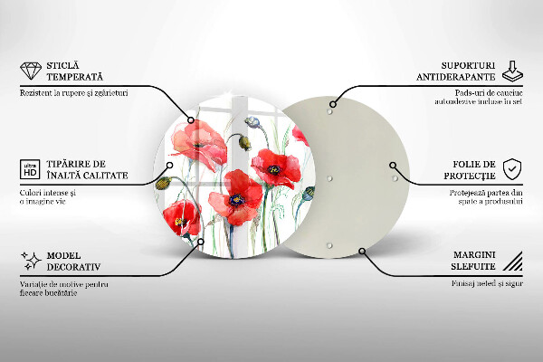 Kuchynská doska zo skla Červené kvety maku
