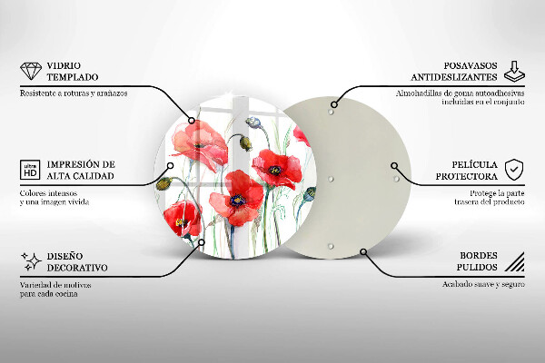 Kuchynská doska zo skla Červené kvety maku