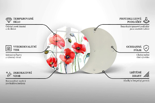 Kuchynská doska zo skla Červené kvety maku