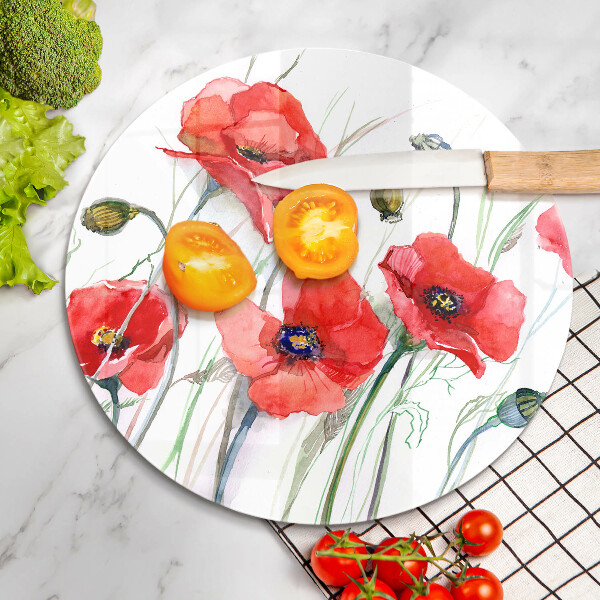 Kuchynská doska zo skla Červené kvety maku