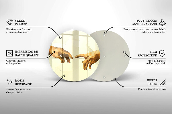 Kuchynská doska zo skla Stvorenie Adamových rúk