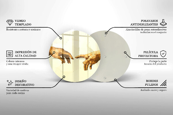 Kuchynská doska zo skla Stvorenie Adamových rúk