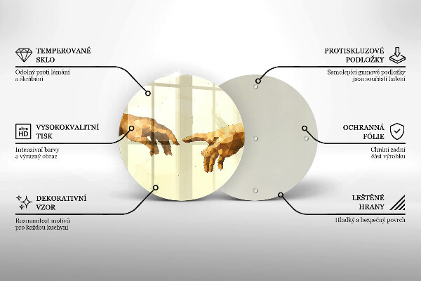 Kuchynská doska zo skla Stvorenie Adamových rúk